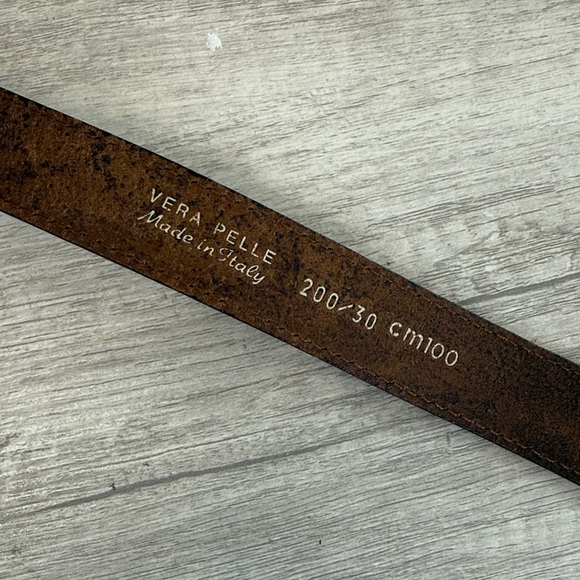 Made in Italy Brown Leather Buckle Leather Belt S - Picture 4 of 4